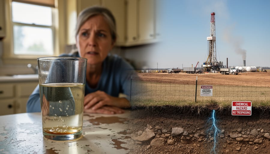 Hands catching cloudy contaminated tap water from residential faucet