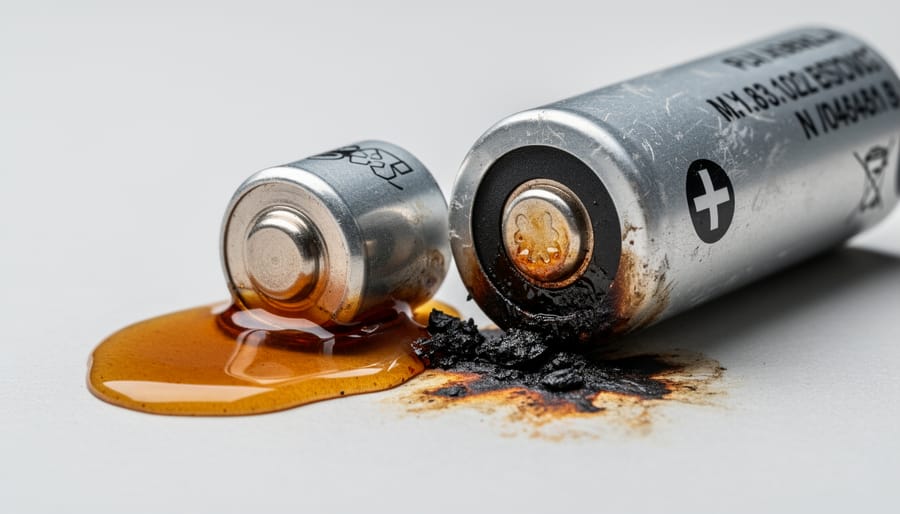 Close-up of a lithium-ion vape battery and amber residue on an absorbent pad